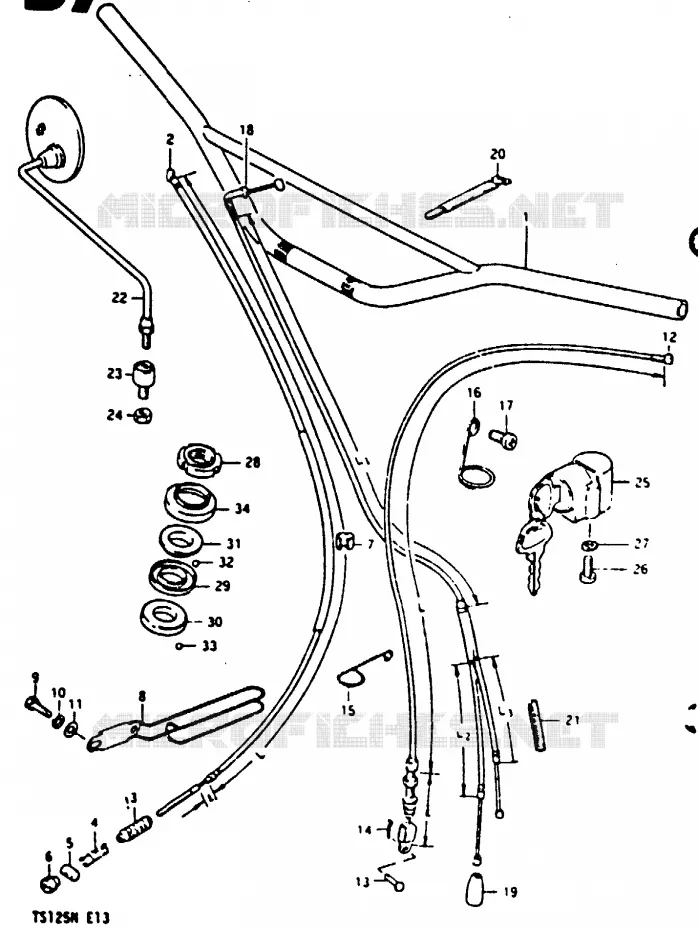 GUIDON Suzuki MOTO 125 TS 1979  TS125N