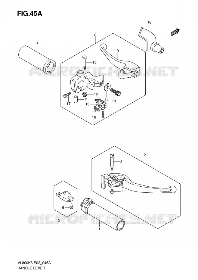 LEVIERS - POIGNEES (MODEL K7/K8/K9/L0) Suzuki MOTO 800 VOLUSIA 2006  VL800CK6(E2)