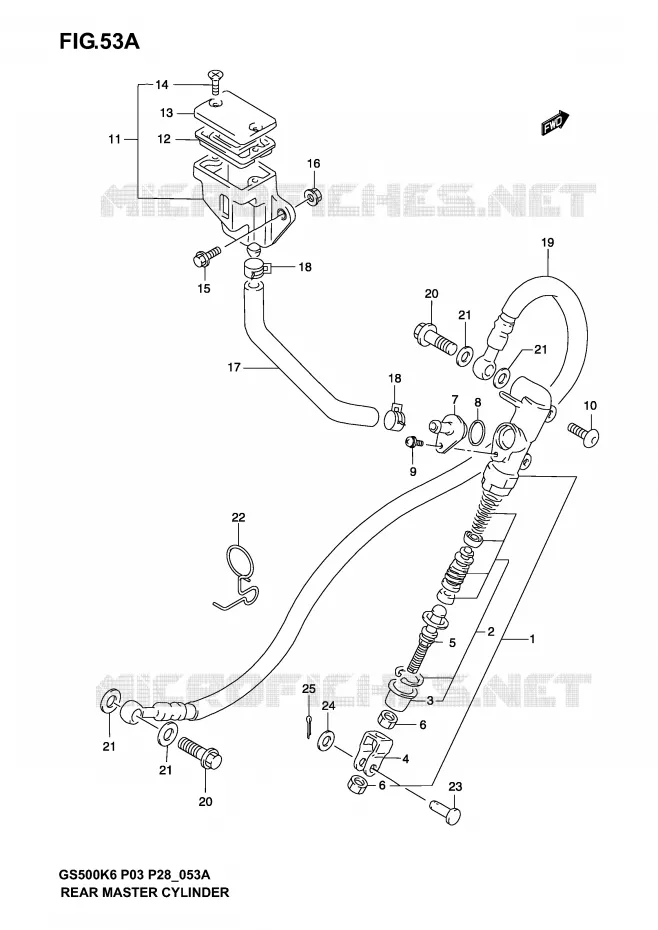 MAITRE CYLINDRE ARRIERE (MODELE K4/K5/K6) Suzuki MOTO 500 GS-E 2004  GS500K4(P3)