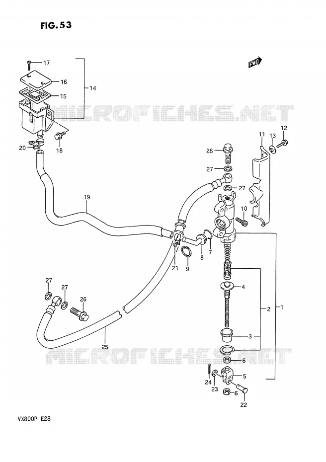 MAITRE CYLINDRE ARRIERE Suzuki MOTO 800 VX 1991  VX800M(E28)