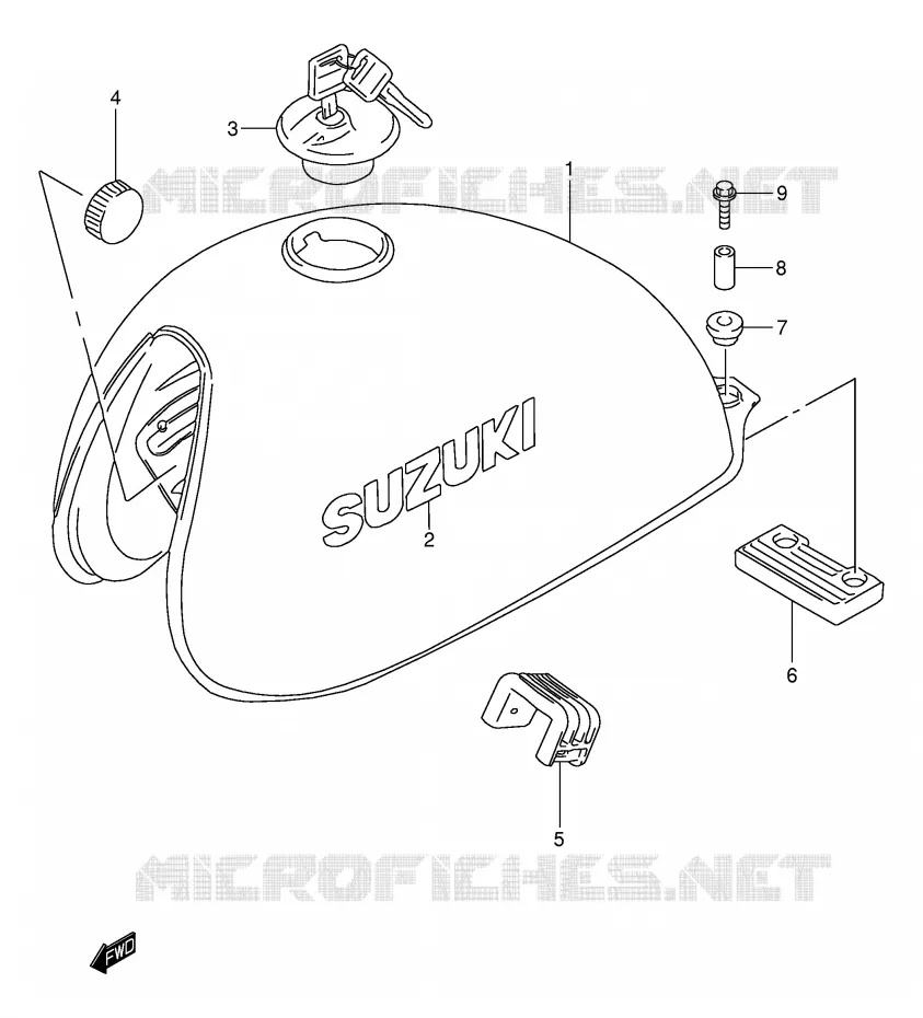 RESERVOIR D'ESSENCE (MODELE K1) Suzuki MOTO 250 TU 2001  TU250XK1(E2)