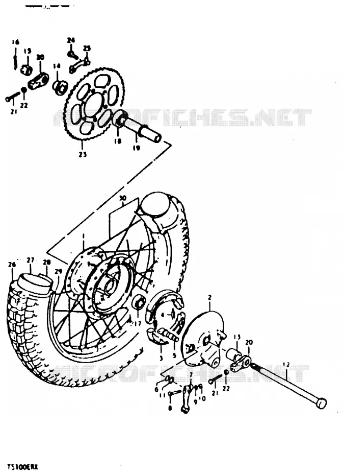 ROUE ARRIERE Suzuki MOTO 100 TS-ER 1996  TS100ERT(T/X)