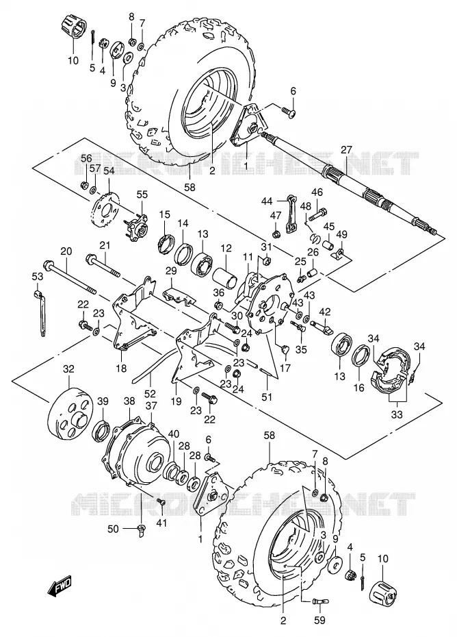 ROUE ARRIERE Suzuki QUAD 80 QUADSPORT 2003  LT80K3(P3/P28)