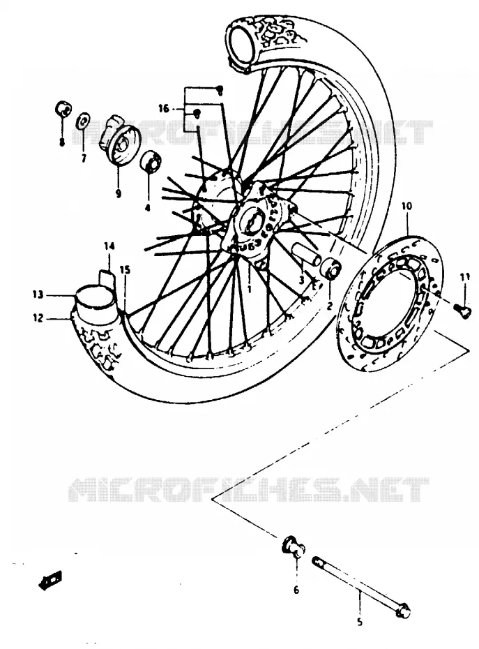 ROUE AVANT (MODELE E E18 F.NO.106210-/MODELE F/G) Suzuki MOTO 125 TS-X 1985  TS125XF(E/F/G)