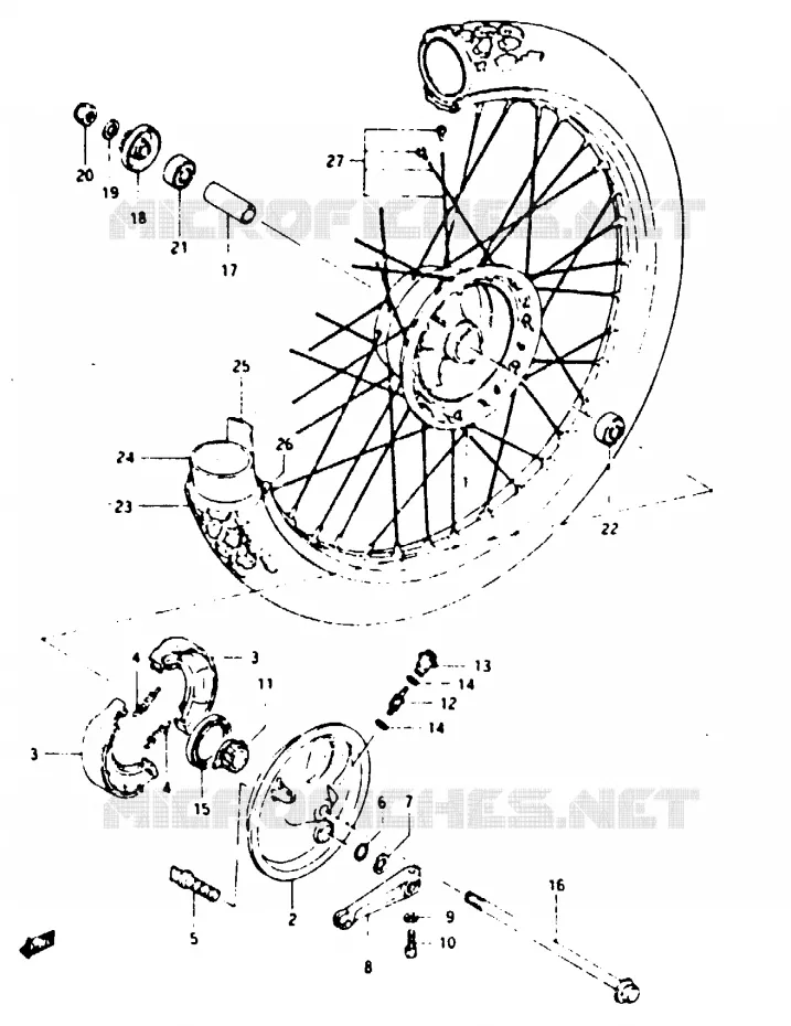 ROUE AVANT (MODELE E) Suzuki MOTO 125 TS-X 1984  TS125XE(E/F/G)