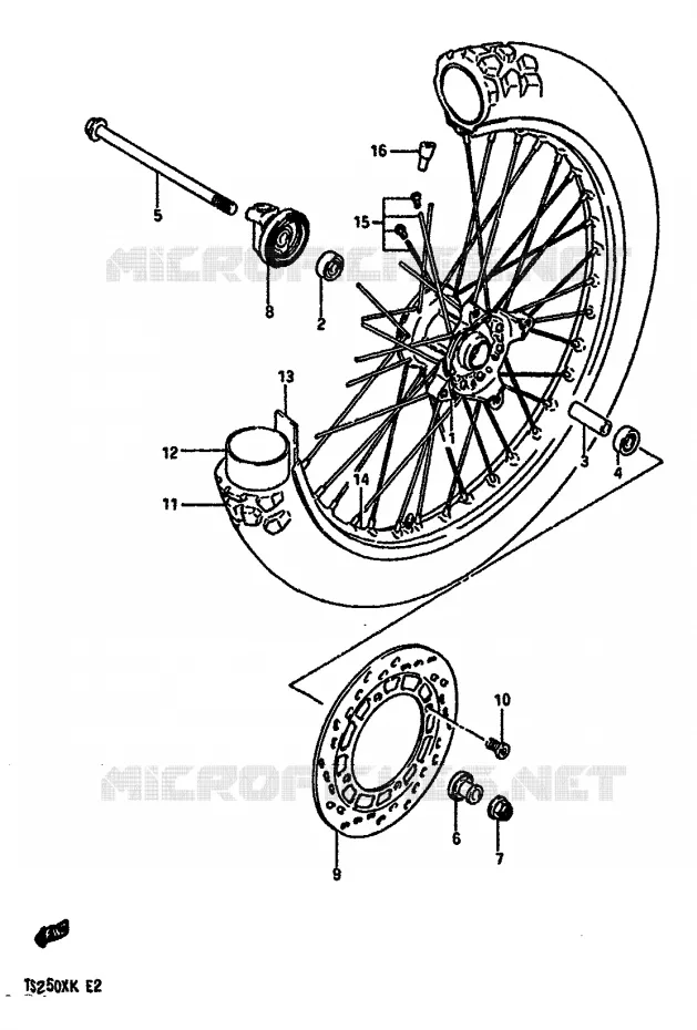 ROUE AVANT Suzuki MOTO 250 TS-X 1987  TS250XH(E/G/H/J/K)