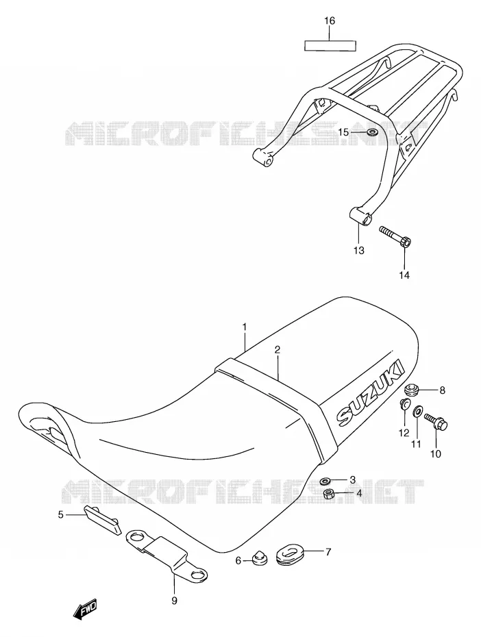 SELLE (MODELE M/N/P) Suzuki MOTO 125 TS-R 1991  TS125RM(E2)