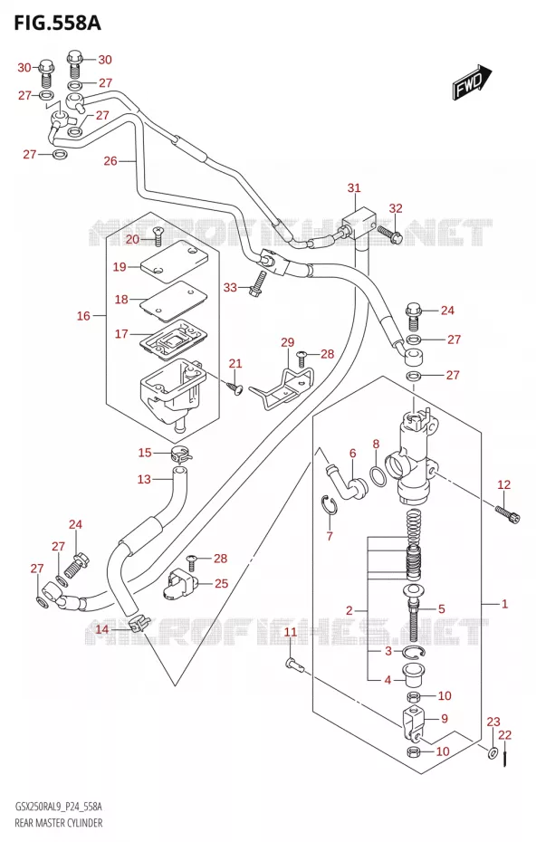 MAITRE CYLINDRE DE FREIN ARRIERE Suzuki MOTO 250 GSX-R 2019  GSX250RA L9/GSX250RZA L9 P24