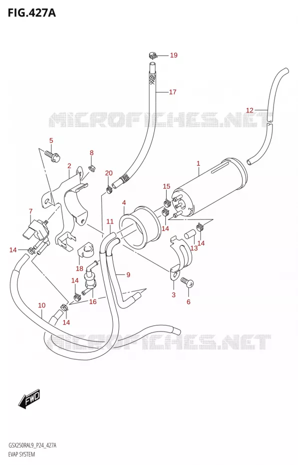 SYSTÈME DE RECYCLAGE VAPEURS CARBURANT Suzuki MOTO 250 GSX-R 2019  GSX250RA L9/GSX250RZA L9 P24