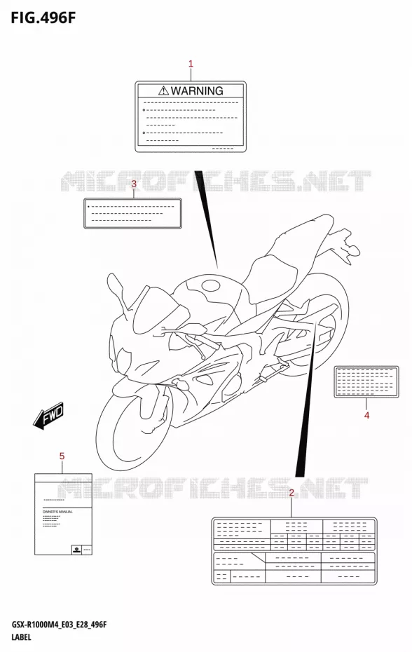 ETIQUETTE (E03) Suzuki MOTO 1000 GSX-R 2024  GSX-R1000A M4 E03 E28 E33