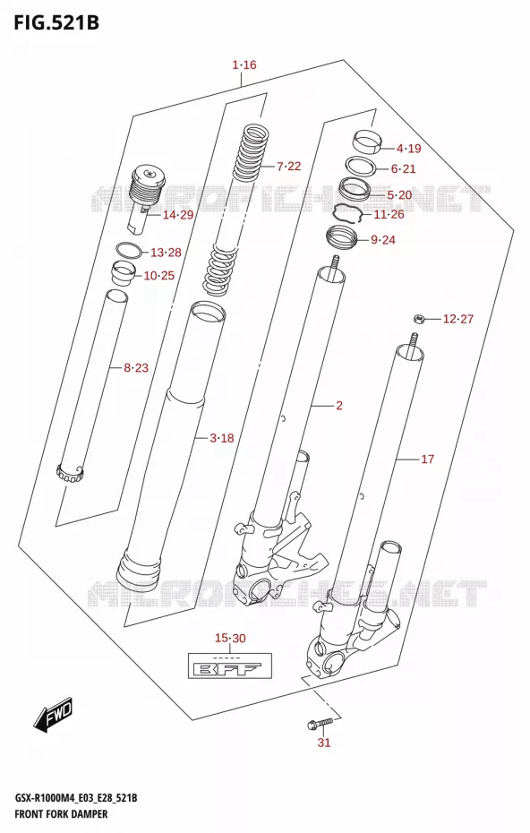 FOURCHE (GSX-R1000RA) Suzuki MOTO 1000 GSX-R 2024  GSX-R1000A M4 E03 E28 E33