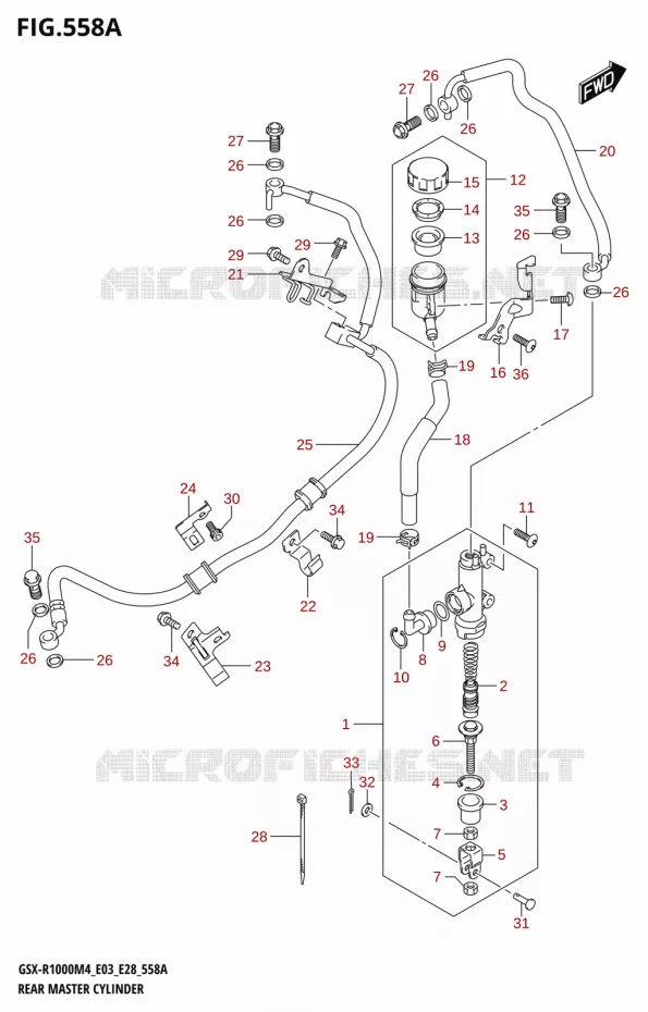 MAITRE CYLINDRE DE FREIN ARRIERE Suzuki MOTO 1000 GSX-R 2024  GSX-R1000A M4 E03 E28 E33