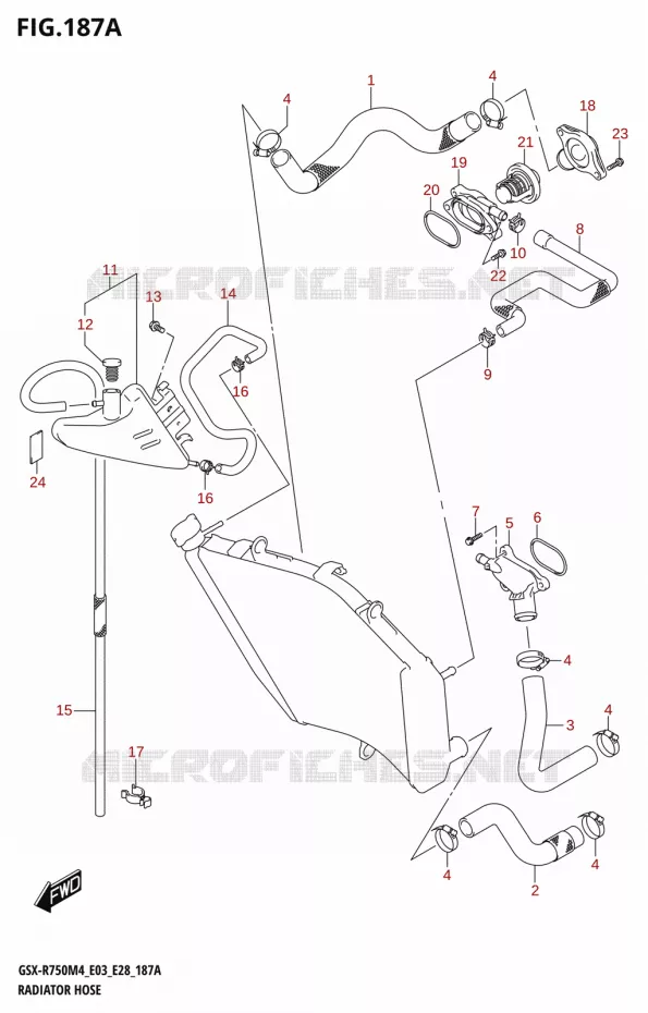DURITES DE RADIATEUR - VASE D'EXPANSION Suzuki MOTO 750 GSX-R 2024  GSX-R750 M4 (E03,E28,E33)