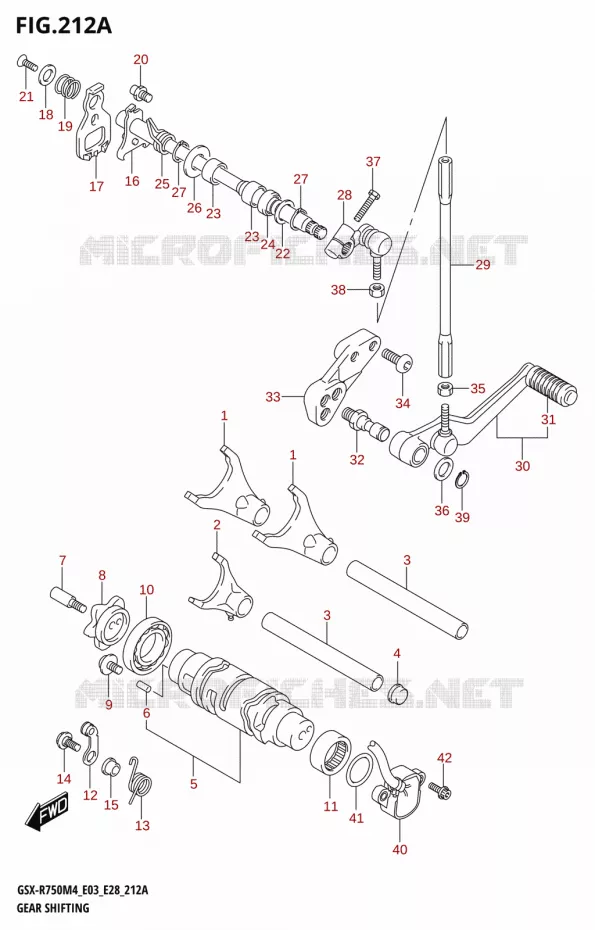 ENSEMBLE DE SELECTION DE VITESSES Suzuki MOTO 750 GSX-R 2024  GSX-R750 M4 (E03,E28,E33)