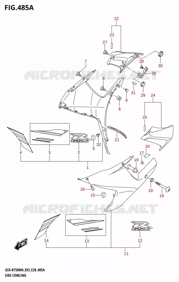 FLANCS DE CARENAGES (GSX-R750) Suzuki MOTO 750 GSX-R 2024  GSX-R750 M4 (E03,E28,E33)