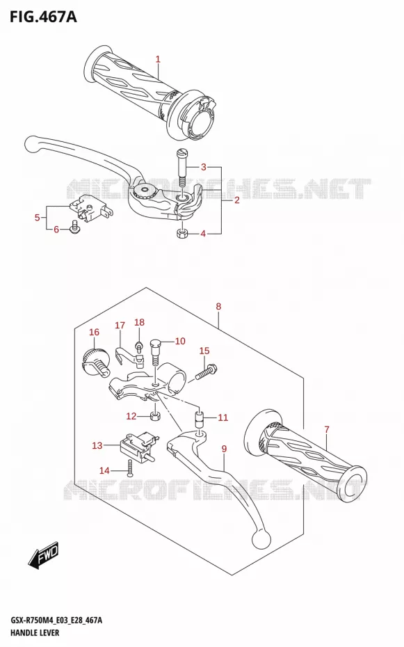 LEVIERS - POIGNEES Suzuki MOTO 750 GSX-R 2024  GSX-R750 M4 (E03,E28,E33)