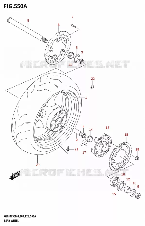 ROUE ARRIERE (GSX-R750Z) Suzuki MOTO 750 GSX-R 2024  GSX-R750 M4 (E03,E28,E33)