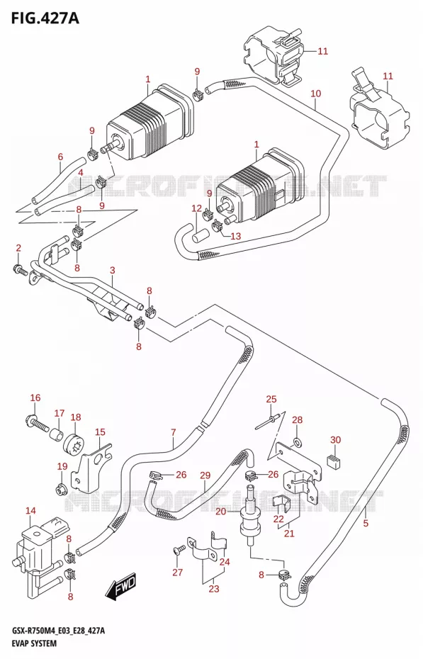 SYSTÈME DE RECYCLAGE VAPEURS CARBURANT (E33) Suzuki MOTO 750 GSX-R 2024  GSX-R750 M4 (E03,E28,E33)