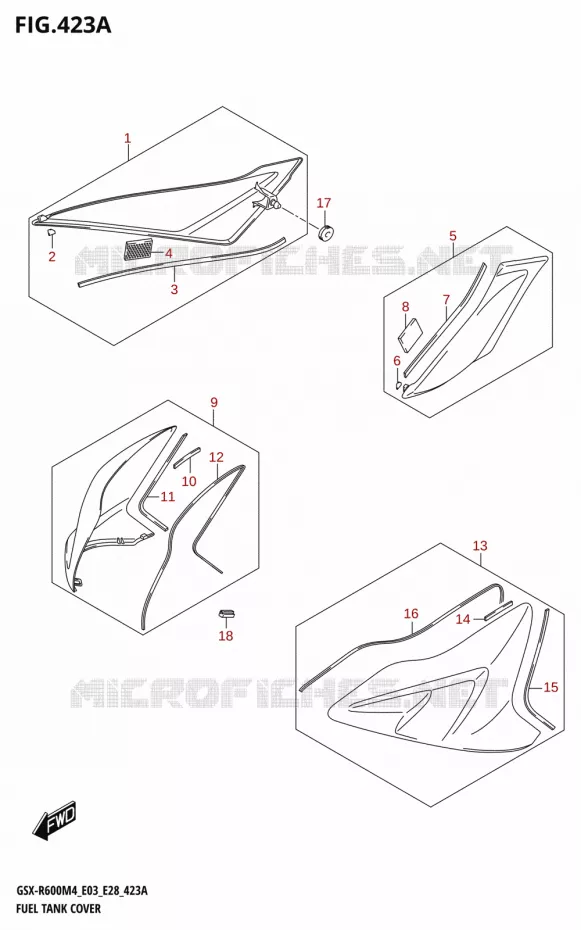 COUVRE RESERVOIR (GSX-R600) Suzuki MOTO 600 GSX-R 2024  GSX-R600 M4 (E03,E28,E33)