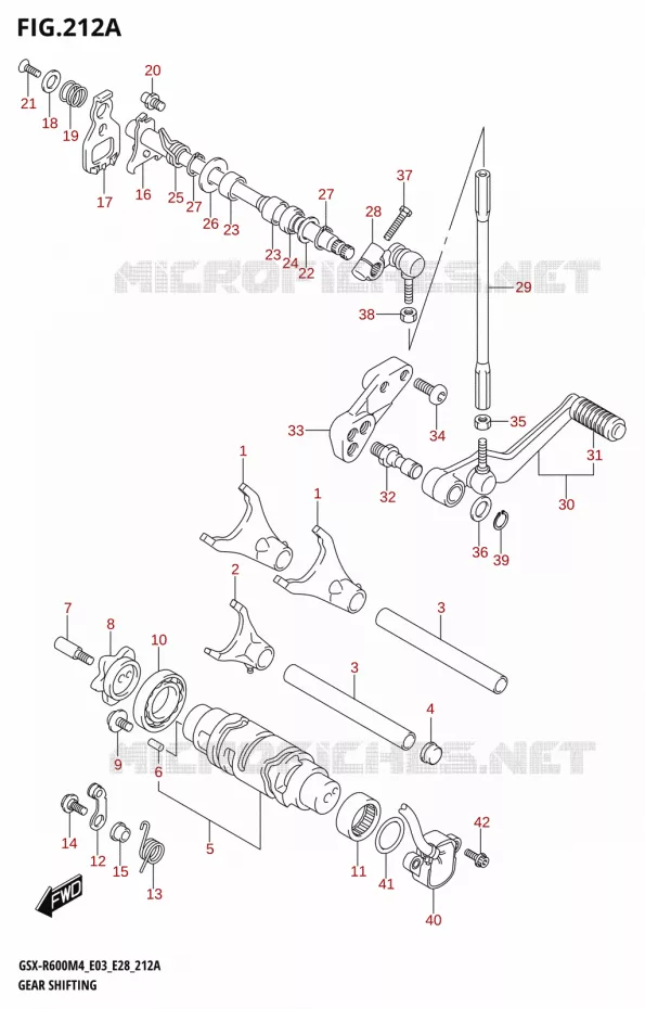 ENSEMBLE DE SELECTION DE VITESSES Suzuki MOTO 600 GSX-R 2024  GSX-R600 M4 (E03,E28,E33)