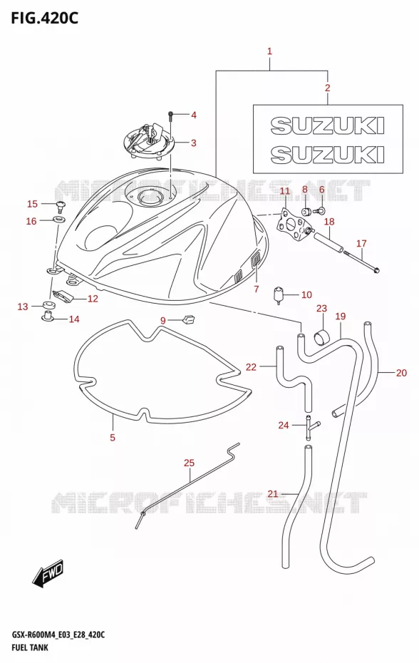 RESERVOIR D'ESSENCE (GSX-R600Z:(E03,E28)) Suzuki MOTO 600 GSX-R 2024  GSX-R600 M4 (E03,E28,E33)