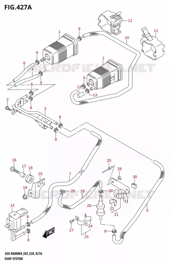 SYSTÈME DE RECYCLAGE VAPEURS CARBURANT (E33) Suzuki MOTO 600 GSX-R 2024  GSX-R600 M4 (E03,E28,E33)
