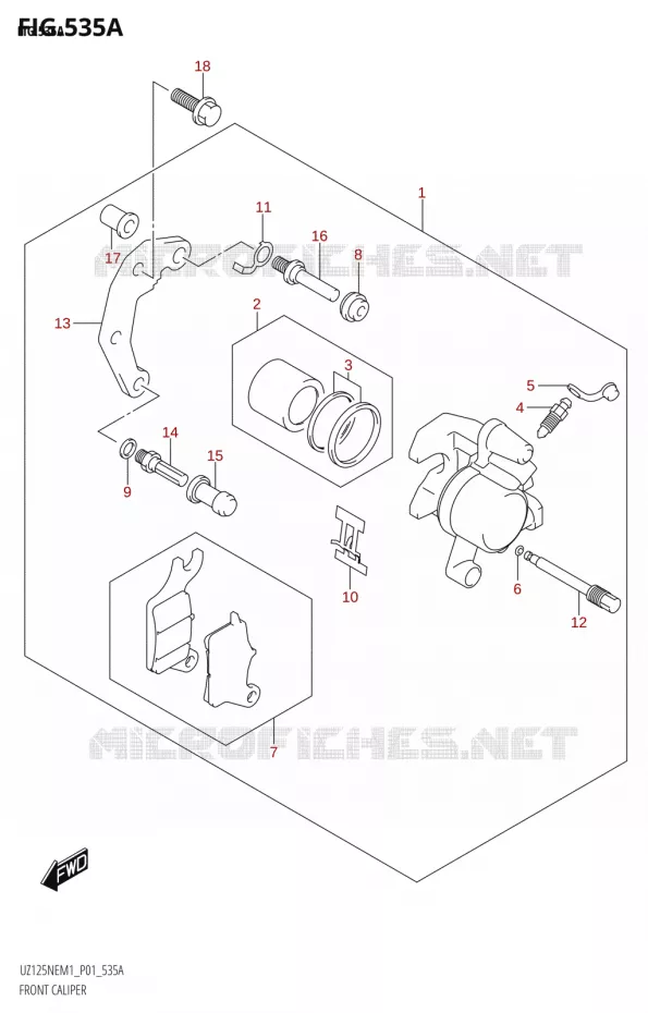 ETRIER DE FREIN AVANT Suzuki SCOOTER 125 ACCESS 2023  UZ125NEY M3 (P19)