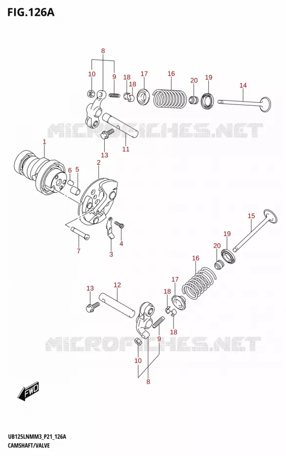 ARBRE A CAMES - SOUPAPES Suzuki SCOOTER 125 BURGMAN 2023  UB125LNM M3 (P21)