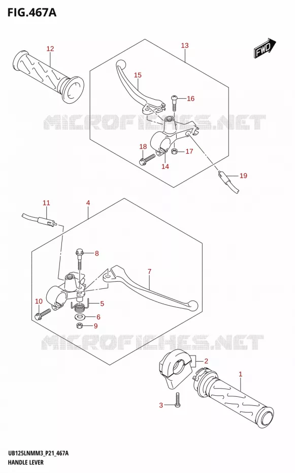LEVIERS - POIGNEES Suzuki SCOOTER 125 BURGMAN 2023  UB125LNM M3 (P21)