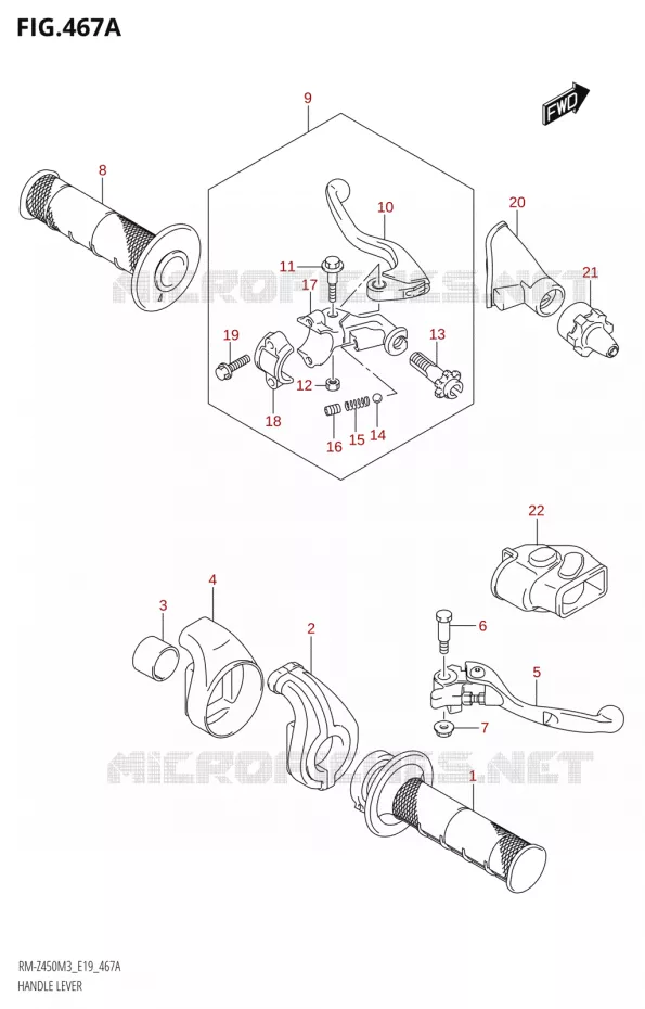 LEVIERS - POIGNEES Suzuki MOTO 450 RM-Z 2023  RM-Z450 M3 (E19)