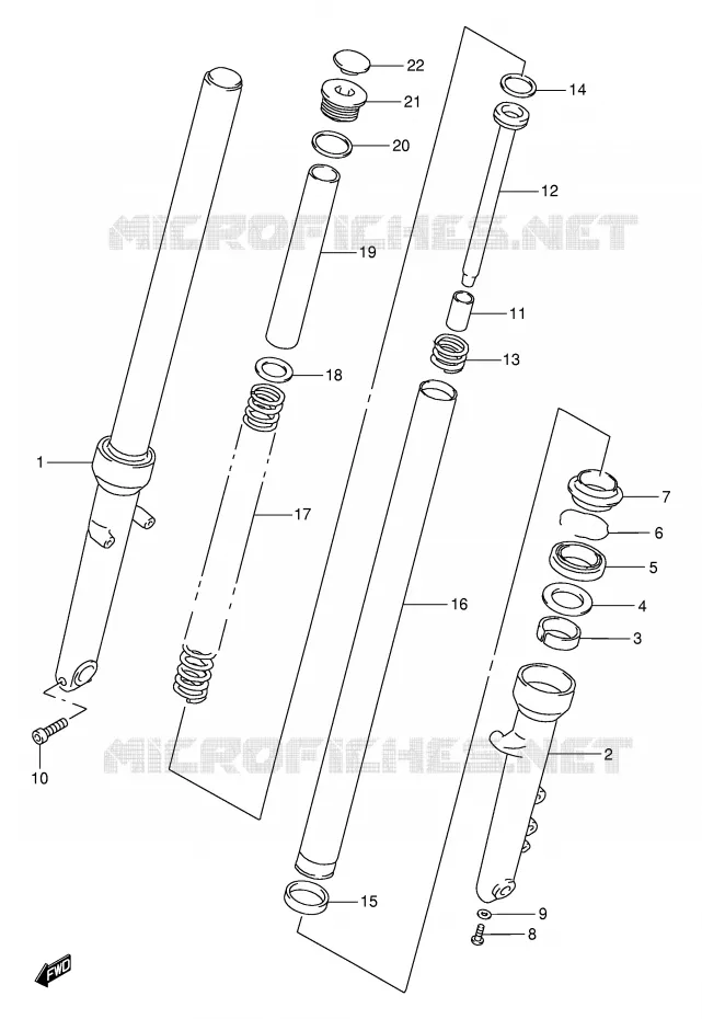 AMORTISSEUR AVANT (MODELE V/W/X) Suzuki MOTO 250 TU 2000  TU250XY(E2)