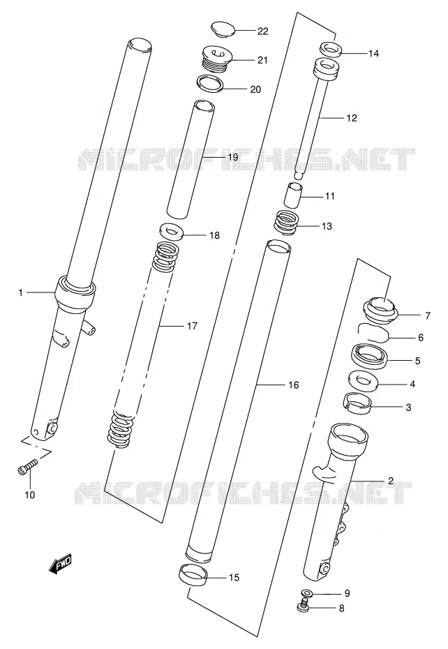 AMORTISSEUR AVANT (MODELE Y/K1) Suzuki MOTO 250 TU 2000  TU250XY(E2)
