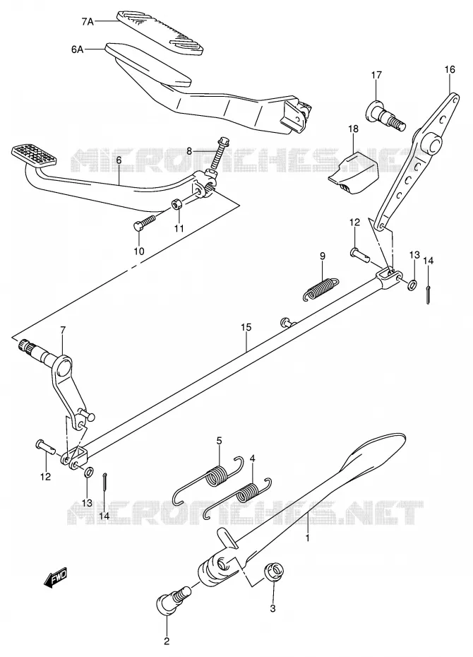 BEQUILLE - PEDALE DE FREIN ARRIERE Suzuki MOTO 800 VOLUSIA 2003  VL800ZK3(E2)