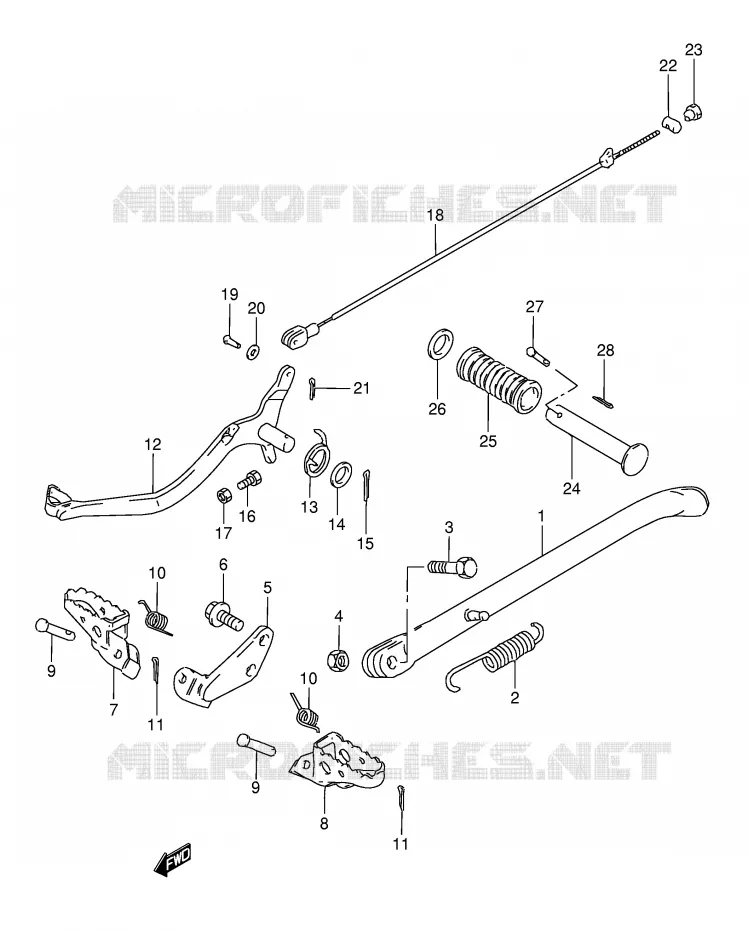 BEQUILLE - REPOSE PIED (MODELE E/G) Suzuki MOTO 50 TS-X 1984  TS50XKE(E1)