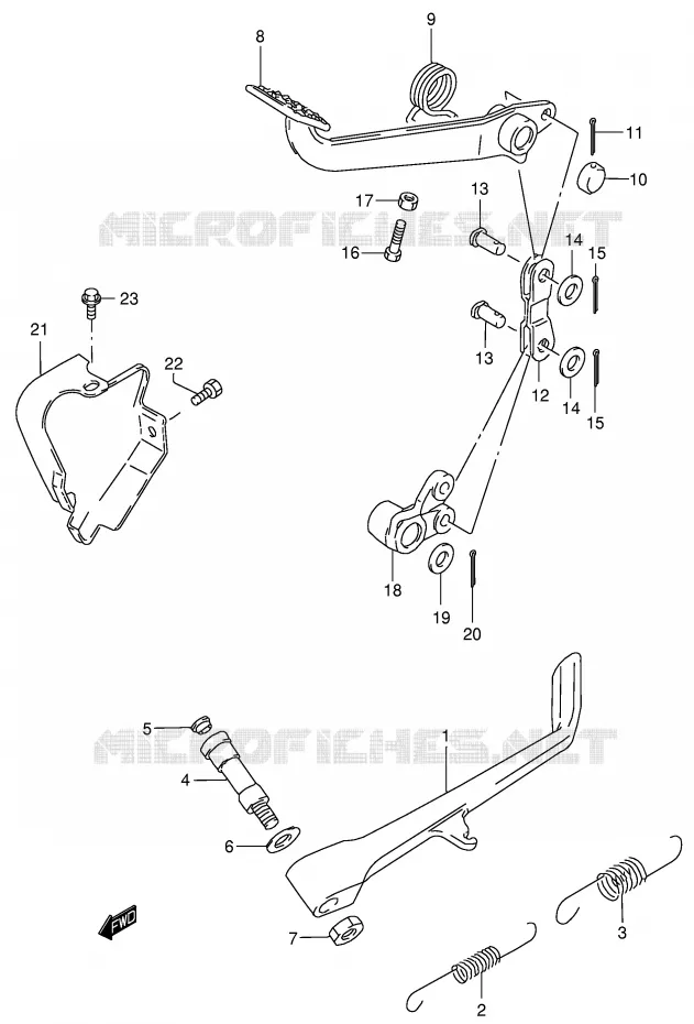 BEQUILLE LATERALE - PEDALE DE FREIN ARRIERE Suzuki MOTO 800 INTRUDER 2004  VS800GLK4(E3/E28)