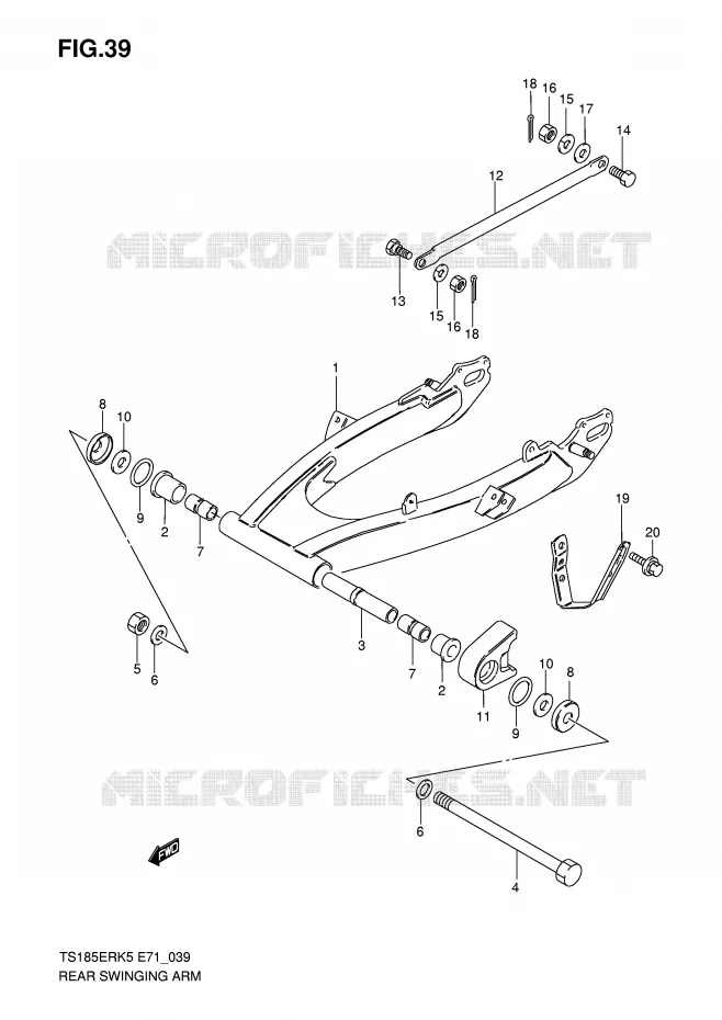 BRAS OSCILLANT ARRIERE Suzuki MOTO 185 TS-ER 2005  TS185ERK5(E71)