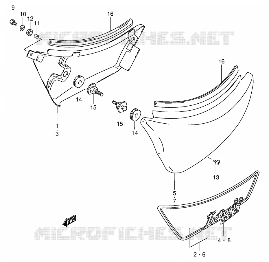 CARENAGES ARRIERE  (MODELE N/P/R) Suzuki MOTO 800 INTRUDER 1993  VS800GLP(E28)