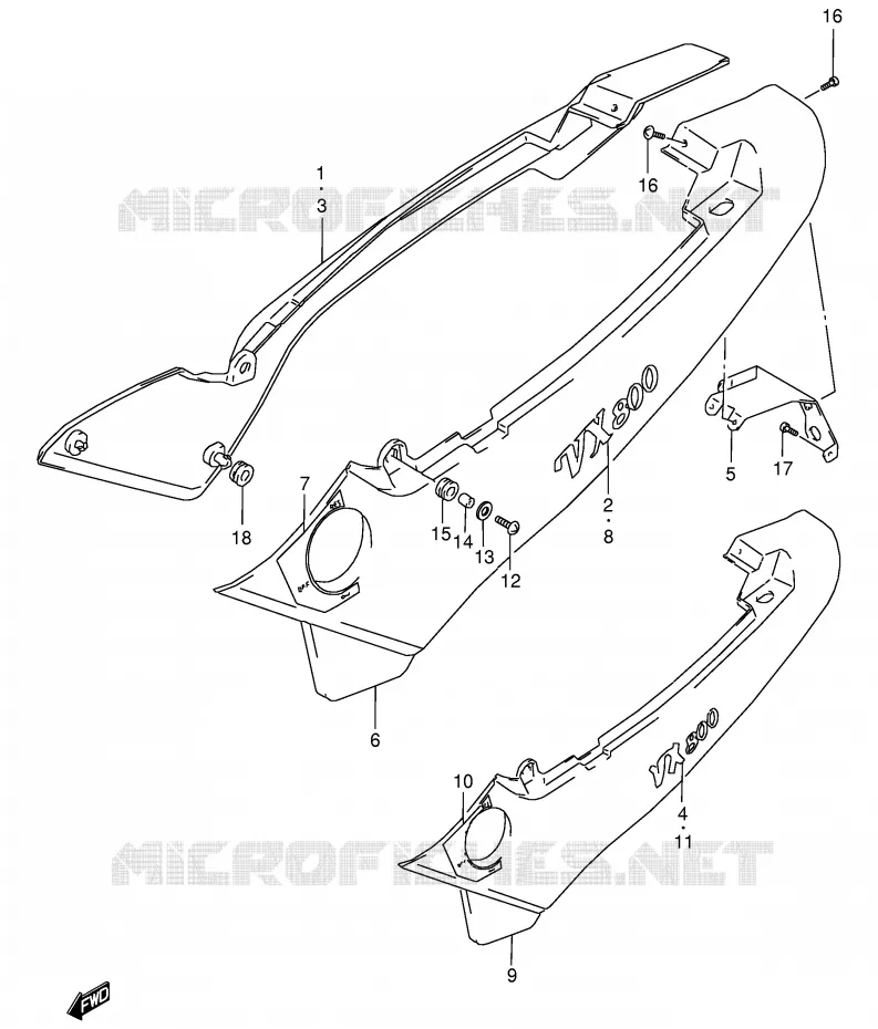 CARENAGES ARRIERE  (MODELE N/P) Suzuki MOTO 800 VX 1990  VX800L(E4)