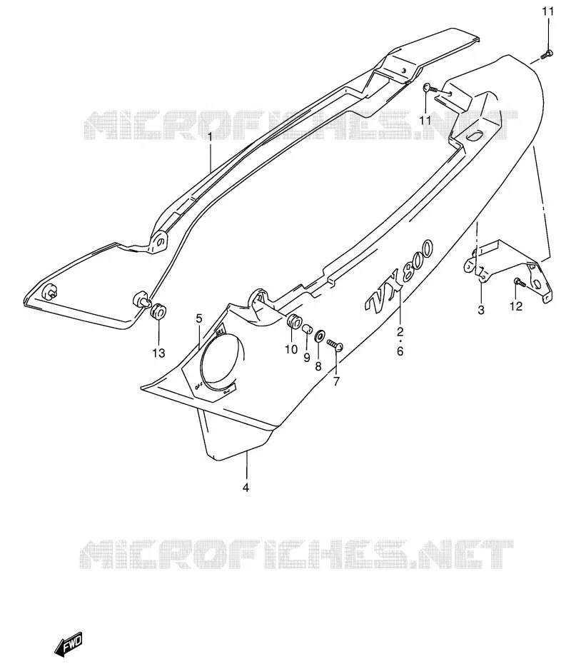 CARENAGES ARRIERE  (MODELE R/T) Suzuki MOTO 800 VX 1990  VX800L(E4)