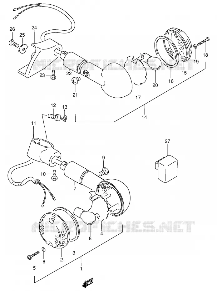 CLIGNOTANTS (MODELE S) Suzuki MOTO 800 INTRUDER 1992  VS800GLN(E2)