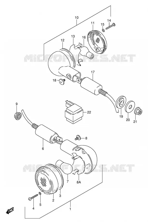 CLIGNOTANTS (MODELE T) Suzuki MOTO 800 VX 1990  VX800L(E4)