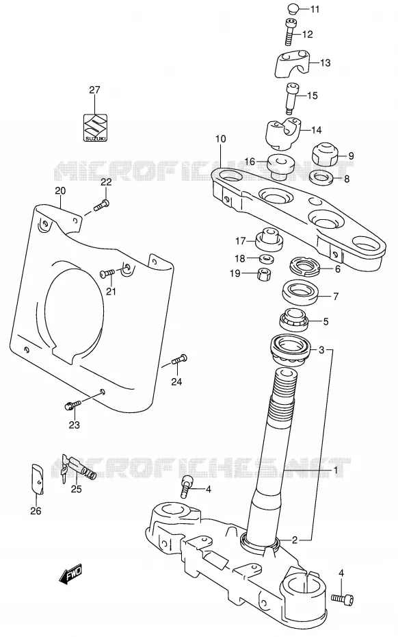 COLONNE DE DIRECTION (MODELE K1/K2/K3/K4) Suzuki MOTO 1500 INTRUDER 2000  VL1500Y(E2)