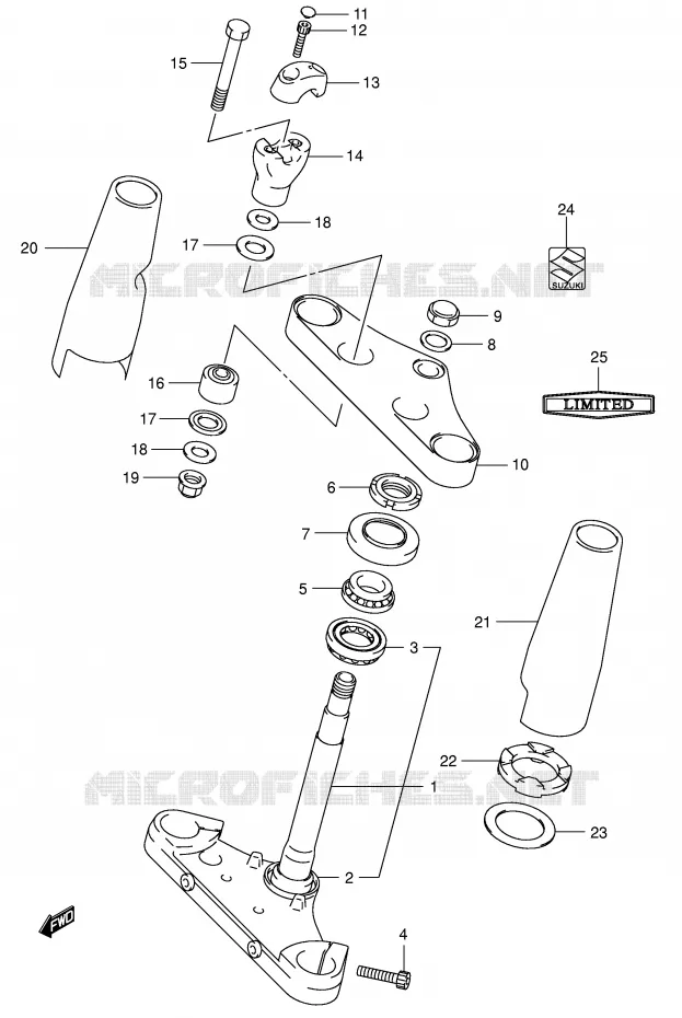 COLONNE DE DIRECTION (MODELE K1/K2/K3/K4) Suzuki MOTO 800 VOLUSIA 2004  VL800K4(E2)
