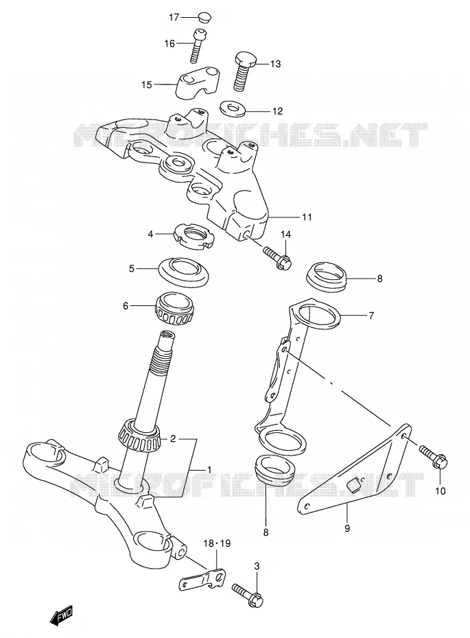 COLONNE DE DIRECTION (MODELE K1) Suzuki MOTO 250 TU 1999  TU250XX(E2)
