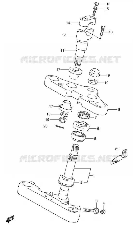 COLONNE DE DIRECTION (MODELE S) Suzuki MOTO 800 INTRUDER 1992  VS800GLN(E2)