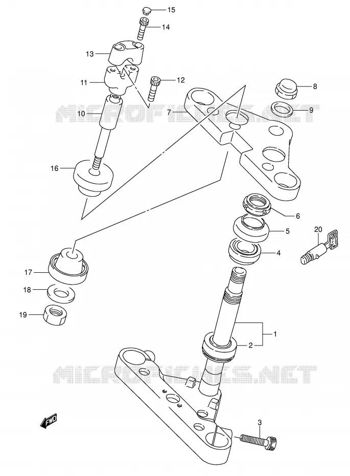 COLONNE DE DIRECTION (MODELE Y/K1/K2/K3) Suzuki MOTO 1400 INTRUDER 2000  VS1400GLPY(E2)