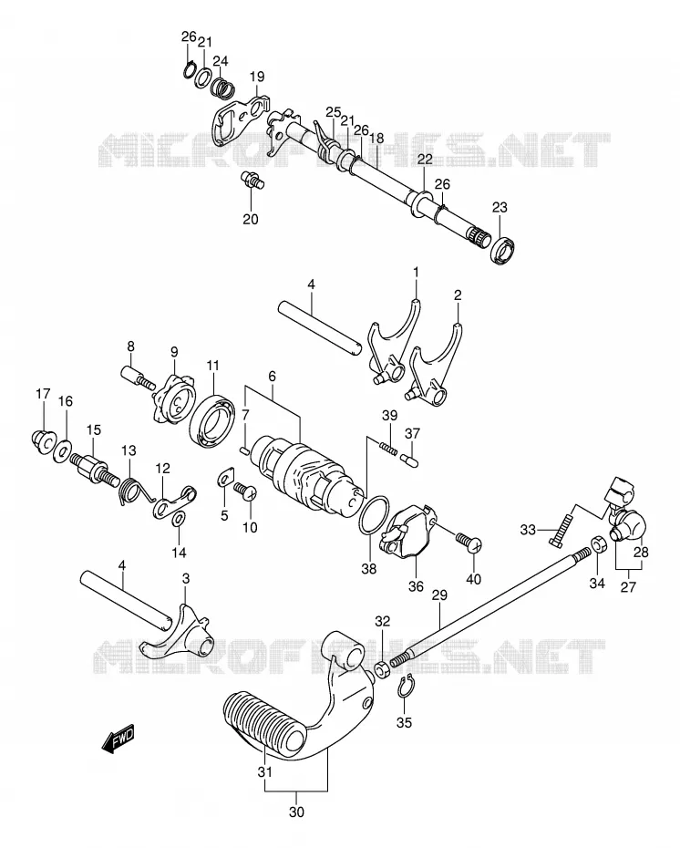 ENSEMBLE DE SELECTION DE VITESSES Suzuki MOTO 250 INTRUDER 2004  VL250K4(E2)