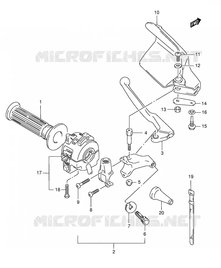 ENSEMBLE LEVIER - POIGNEE GAUCHE (MODELE R P9) Suzuki MOTO 125 TS-ER 1992  TS125ERCN(E1)