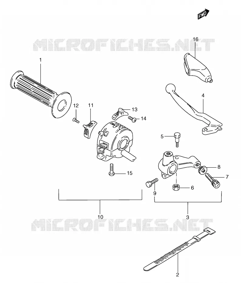 ENSEMBLE LEVIER - POIGNEE GAUCHE (MODELE Y/K1) Suzuki MOTO 185 TS-ER 2001  TS185ERK1(E1)