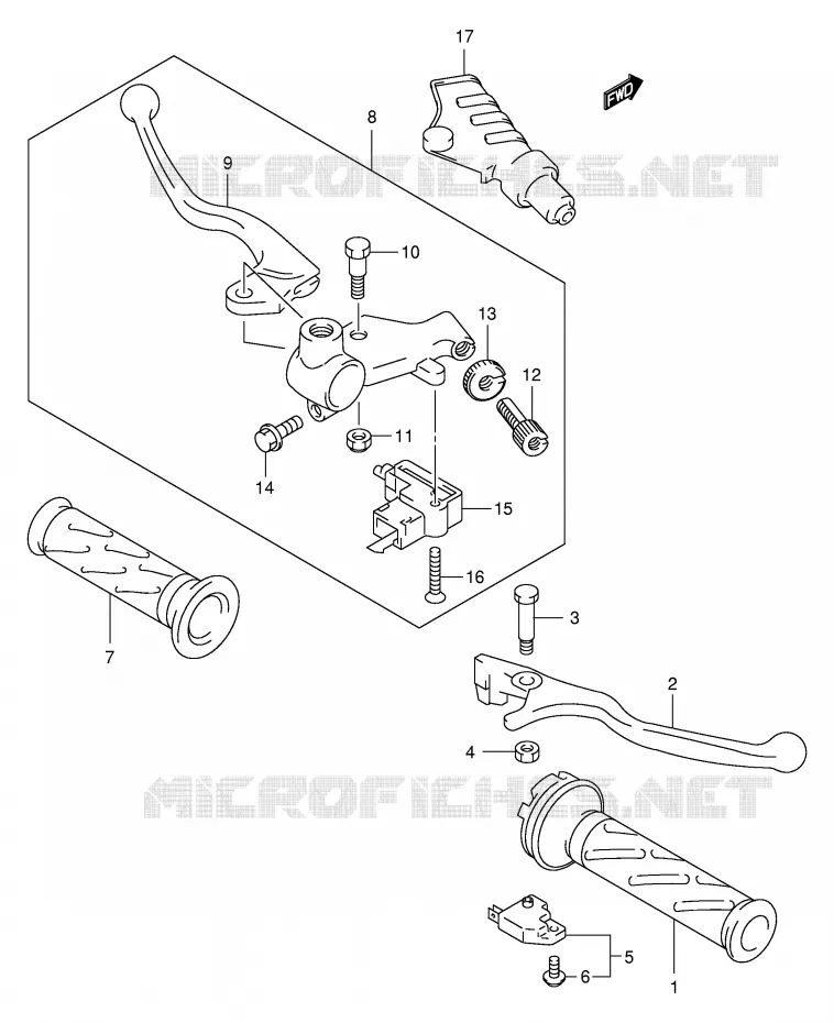 ENSEMBLE LEVIERS - POIGNEES Suzuki MOTO 125 INTRUDER 2002  VL125K2(E2)